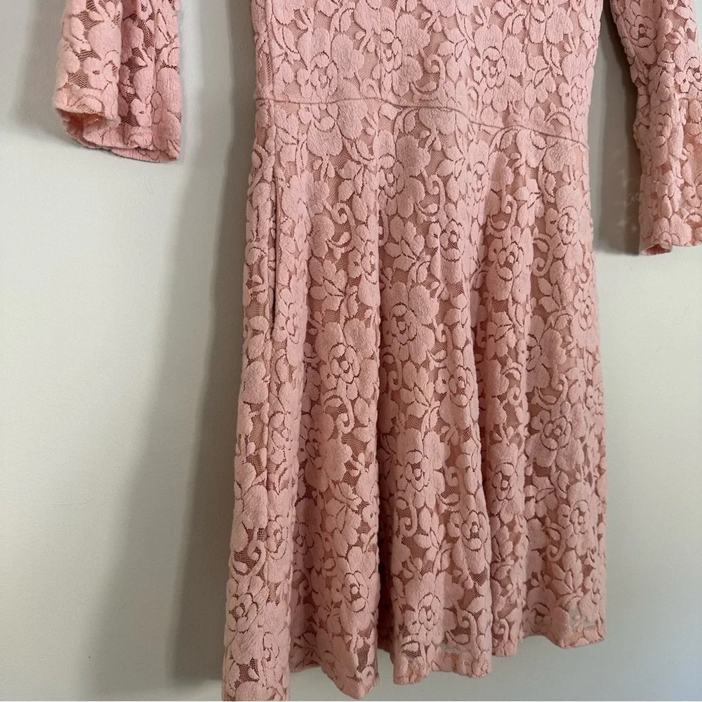 Abercrombie Kids Dusty Pink Lace Floral 3/4 Sleeve Dress